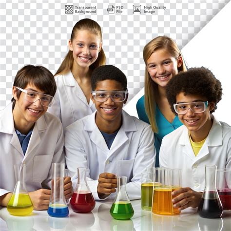 Um Grupo De Alunos Realizou Um Experimento - Grupo de alunos realizando um experimento científico aprendendo através ...