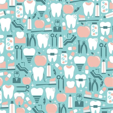 Free Vector Pastel Colored Dental Care Seamless Pattern