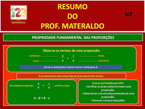 123 Da MatemÁtica Propriedade Fundamental Das Proporções 7 Ano