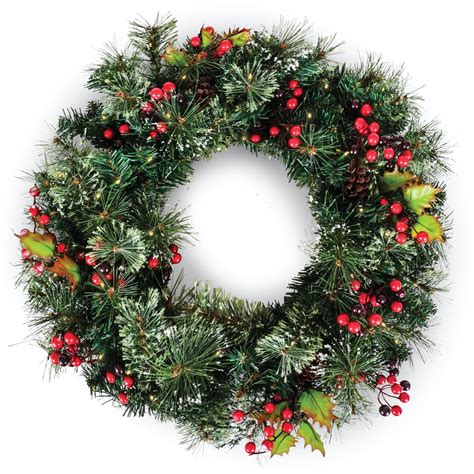 Door Wreath 24Â Pre Lit Christmas Wreath For Front Door Outdoor