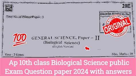 Ap Th Class Biology Public Exam Question Paper With Answers Ap