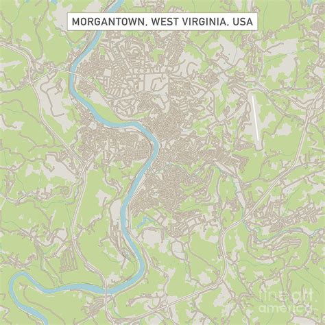 Morgantown West Virginia US City Street Map Digital Art by Frank Ramspott - Fine Art America