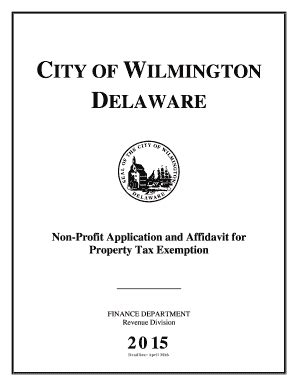 Fillable Online Wilmingtonde Non Profit Application Affidavit For