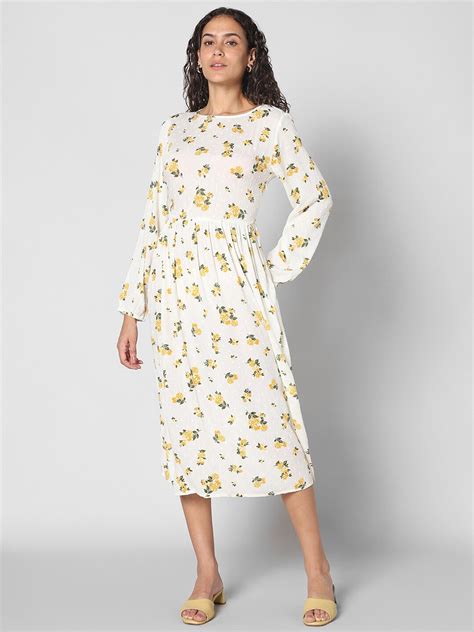 Buy Pantaloons Floral Printed Puff Sleeve Fit And Flare Midi Dress