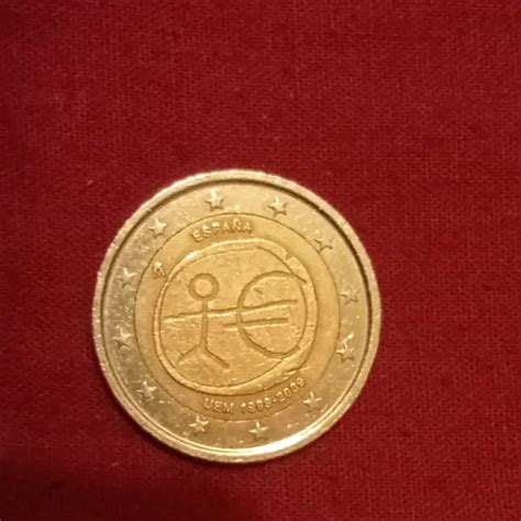 PIÈCE DE 2 euros rare bonhomme UEM Espana 1999 2009 parfait état EUR