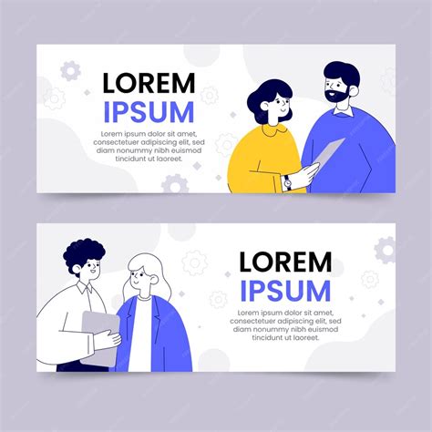 vector hand drawn business people horizontal banner