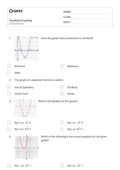 Graphing Parabolas Worksheet With Answers