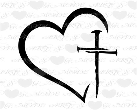 Up To 30 OFF Christian Nail Cross Svg Heart Cross Png Etsy