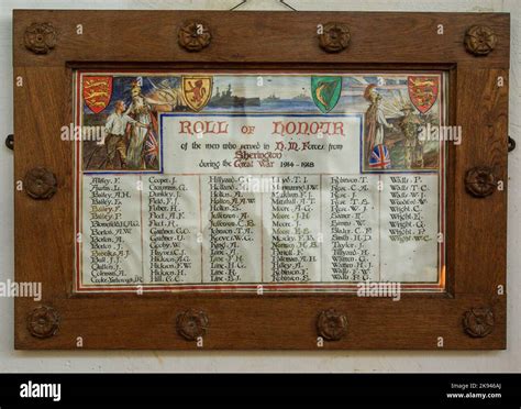 Ww1 Roll Of Honour In The Church Of St Lauds In The Village Of