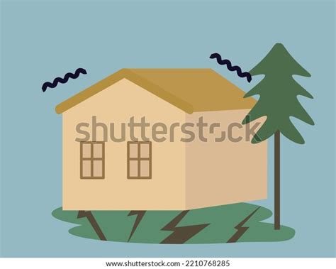 House Shaking By Earthquake Vector Illustration Stock Vector Royalty