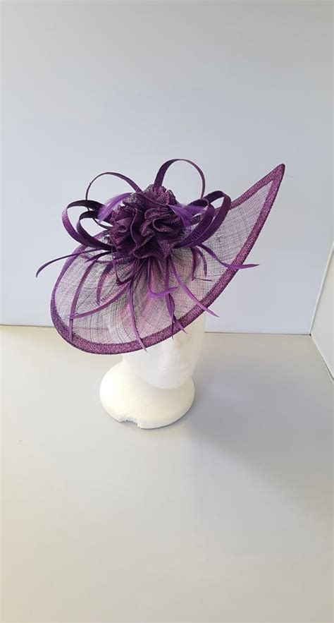 New Dark Purple Fascinator Hatinator With Band & Clip With More Colors Weddings Races, Ascot ...