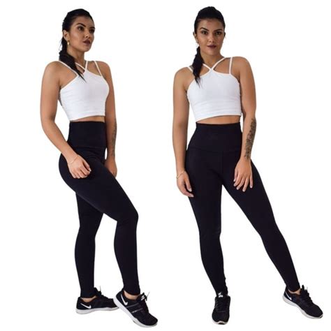 Calça Legging Feminina Fitness Para Academia Suplex Preta Elo7