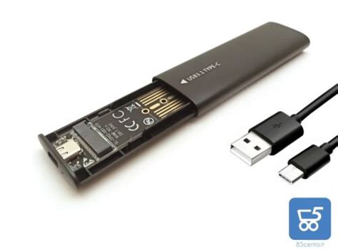 Case Esterno Per Ssd M Nvme Usb Type C Con Cavo Usb C Metallo