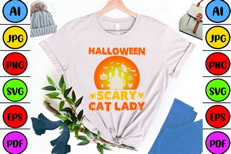 Halloween Scary Cat Lady Buy T Shirt Designs