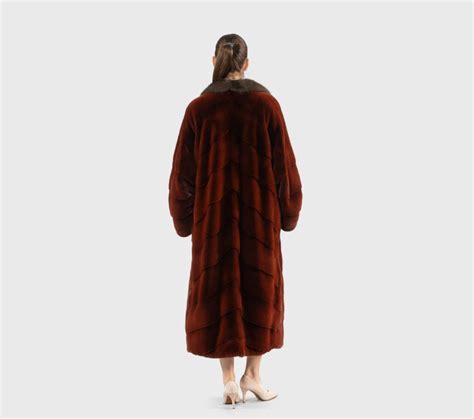 Full Length Mink Fur Coat With Sable Collar Real Fur Coats