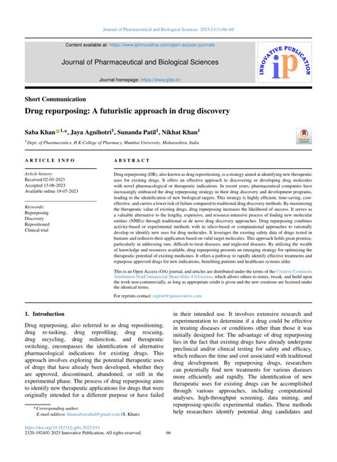 Pdf Drug Repurposing A Futuristic Approach In Drug Discovery