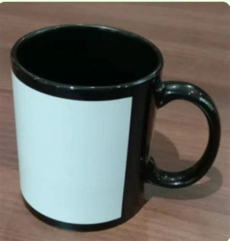 Round Sublimation Black Patch Mugs For Gifting Material Ceramic At