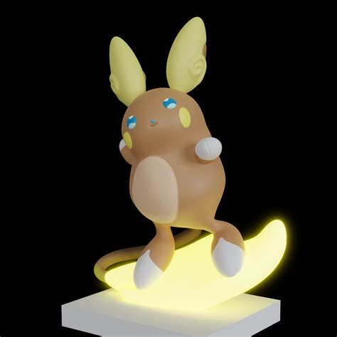 STL File Raichu Alola Surfing Lamp FanArt3D Printable Model To