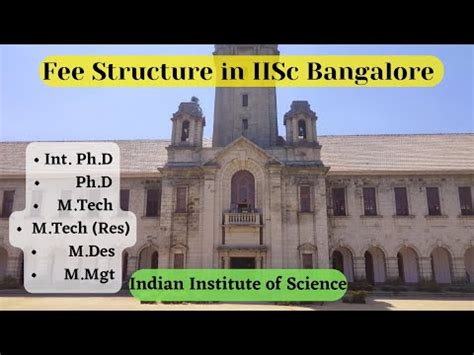 IISc Bangalore Fee Structure For Int Ph D Ph D M Tech M Tech Res