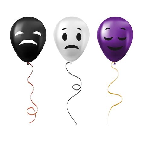 Premium Vector Set Of Halloween Black White And Purple Balloons With