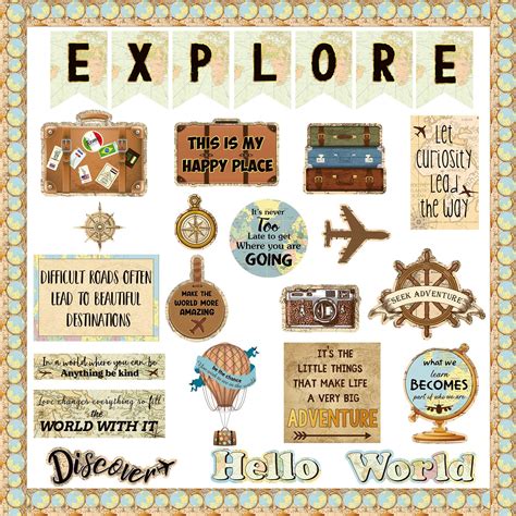 Buy 43 Pcs Travel Classroom Decor Explore Board Sign History Classroom