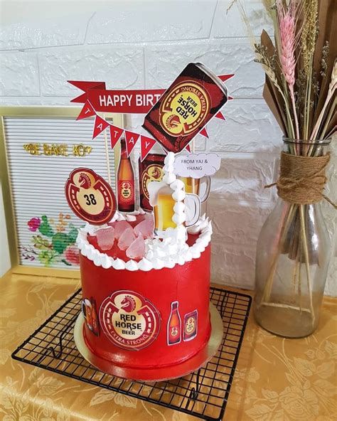 Red Horse Cake With Ice Topper Be Bake Ko Beer Cake Horse Cake