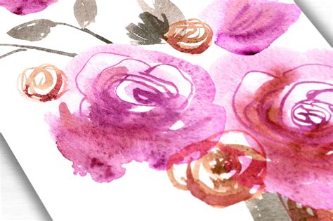 Watercolor pink roses By Elena Efremova | TheHungryJPEG