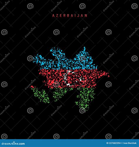 Azerbaijan Flag Map Chaotic Particles Pattern In The Azerbaijani Flag