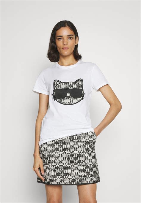 Karl Lagerfeld Boucle Choupette T Shirt Print Whiteweiß Zalandode