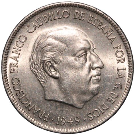 1949 50 Spain Francisco Franco 5 Pesetas Coin EBay