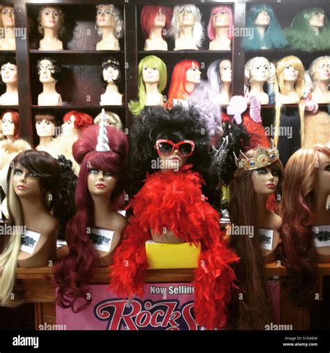 A Variety Of Wigs On Display Stock Photo Alamy