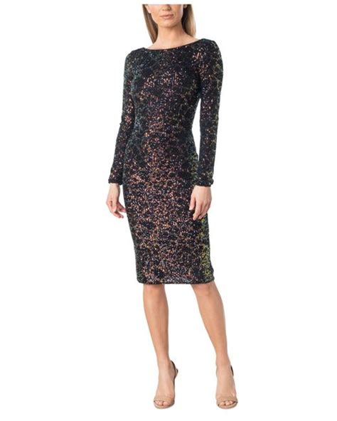 Dress The Population Long Sleeve Bodycon Sequin Dress In Black Lyst