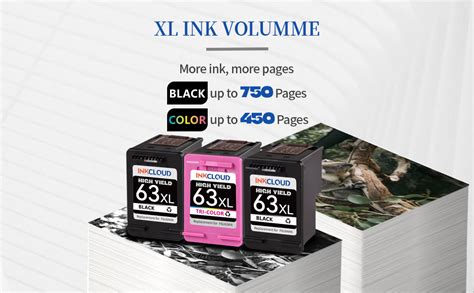 Inkcloud Higher Yield 63xl Ink Cartridges Compatible With Hp 63 Ink 63xl Work With Hp Officejet