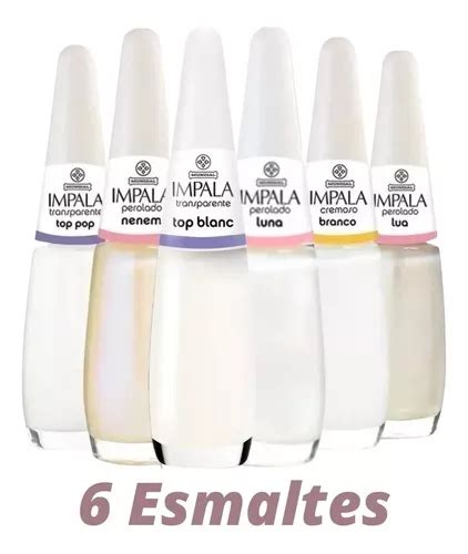 Kit Francesinha Esmalte Impala 6 Cores Tons Claros Manicure MercadoLivre