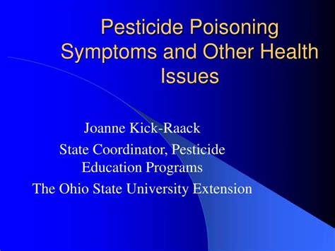 Signs And Symptoms Of Pesticide Poisoning