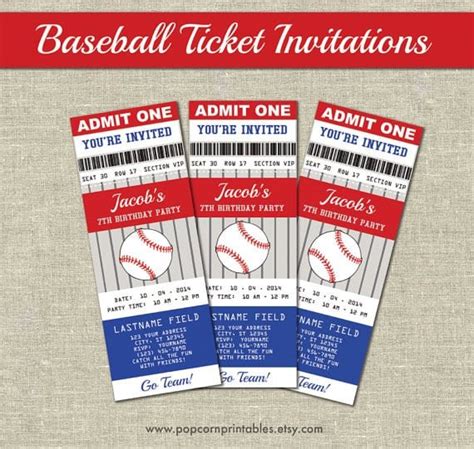 Baseball Ticket Invitation Template Free