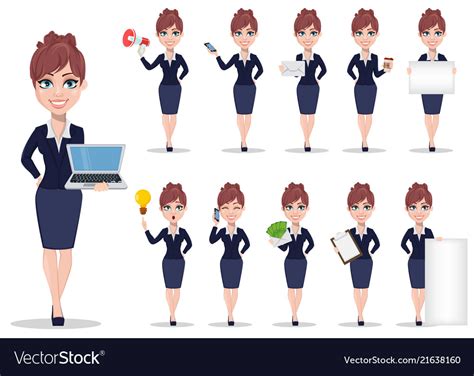 Businesswoman Cartoon Character Set Royalty Free Vector