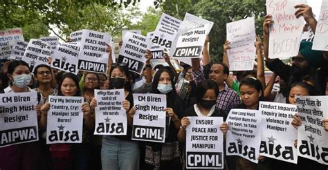 Protesters Call For Manipur Cm S Resignation Cong Asks Prez To Dismiss