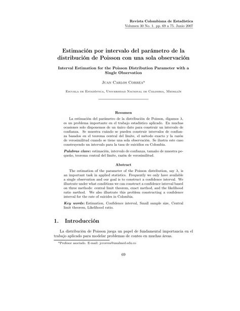 Pdf Estimaci N Por Intervalo Del Par Metro De La Distribuci N