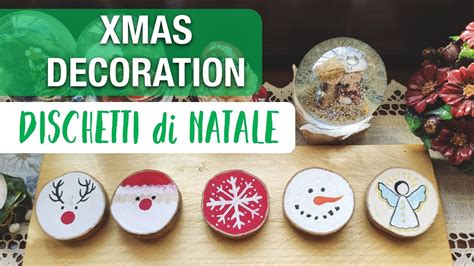 5 DECORAZIONI Di NATALE Fai Da Te DISCHETTI Di LEGNO Tutorial DIY