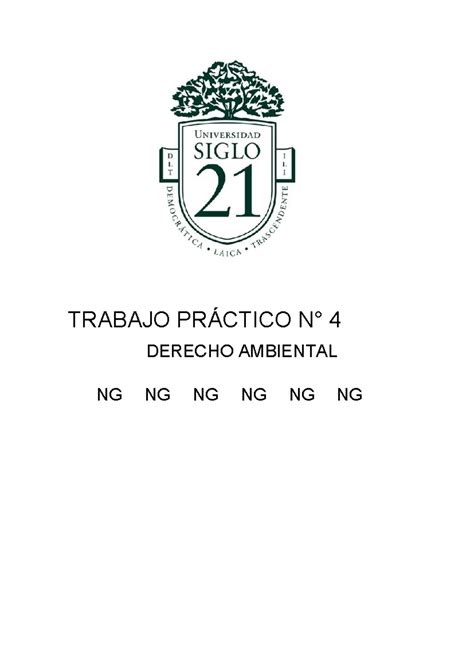 TP N 4 Derecho Ambiental TRABAJO PRÁCTICO N 4 DERECHO AMBIENTAL NG