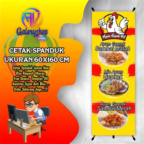 Jual Spanduk Banner Ayam Geprek Menu Custom 60x160 Cm Shopee Indonesia