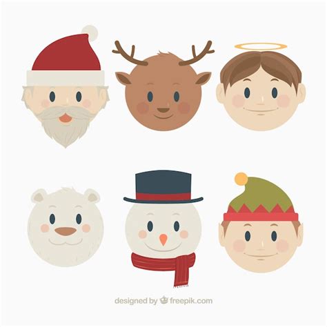 Set de personajes de navidad en diseño plano Vector Gratis