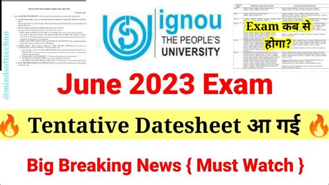 Breaking News Ignou June Exam Tentative Datesheet Released