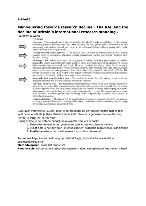 Samenvatting Mkt Artikelen Artikel Manoeuvring Towards Research