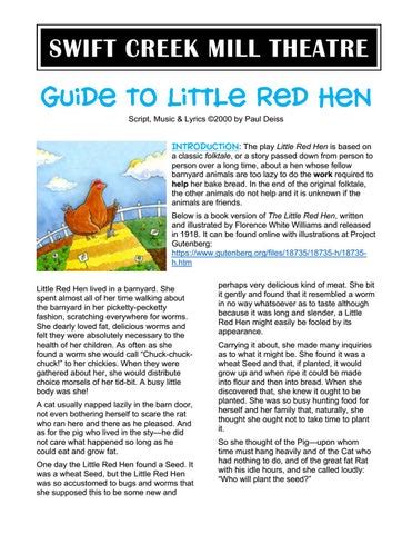 Guide to little red hen by Swift Creek Mill Theatre - Issuu