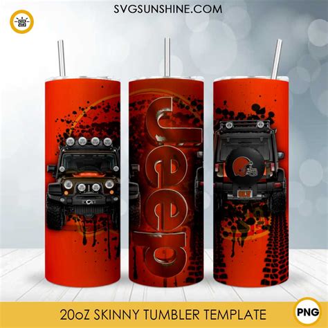 Cleveland Browns Jeep Car Oz Skinny Tumbler Design Template Png