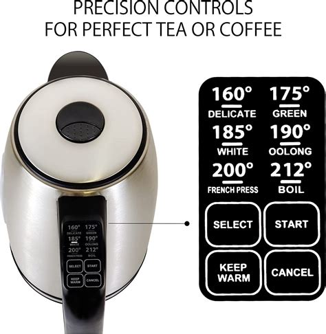 Electric Kettle with Temperature Control & Presets – 1L, Stainless ...