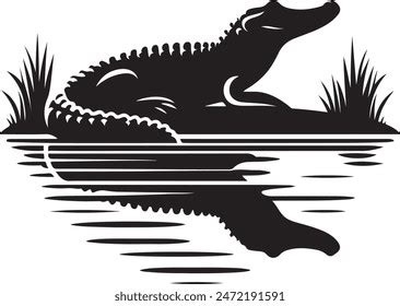 Vector Silhouette Alligator Minimalist Design White Stock Vector ...