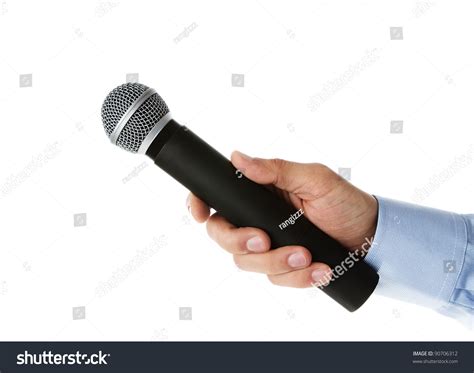 Male Hand Holding Microphone Interview Stock Photo 90706312 - Shutterstock